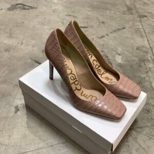 Women's Beth Square Toe Embossed High Heel Pumps In Maple Sugar Leather